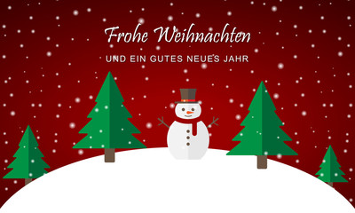 Weihnachten - Schneemann im Wald (Rot)