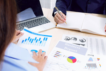 Business Corporate worker team discussing and brainstorming issues to achieve better results, working together, Group of meeting conference.