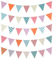 Fototapeta premium Set Of 5 Seamless Buntings Dots Retro