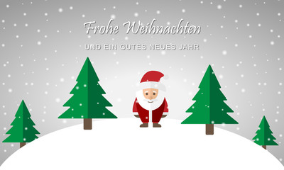 Fototapeta na wymiar Weihnachten - Weihnachtsmann im Wald (Grau)