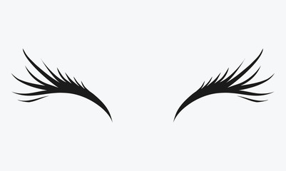 Logo of eyelashes. Stylized hair. Abstract lines of triangular shape. Black and white vector illustration.