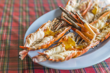 Grilled king tiger prawns or grilled king size prawns