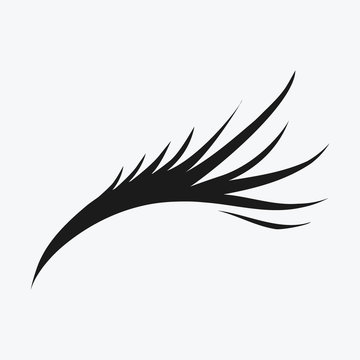 Logo of eyelashes. Stylized hair. Abstract lines of triangular shape. Black and white vector illustration.