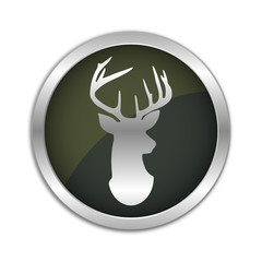 Button Set - dunkel mit silbernem Ring - Rentier Kopf