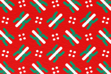 kid art abstract background in red and green tone color for vintage christmas theme