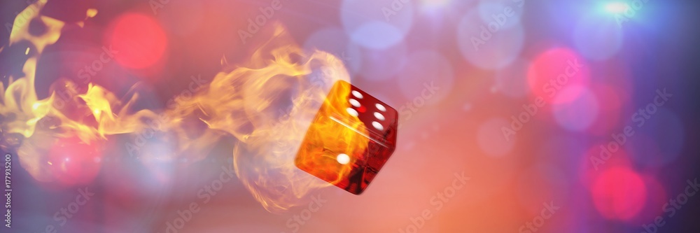 Poster composite image of computer graphic image of 3d dice