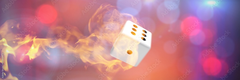 Poster composite image of computer graphic image of 3d dice