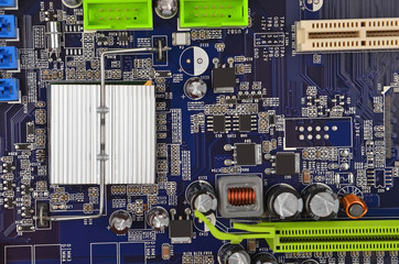 Fototapeta premium Blue computer motherboard