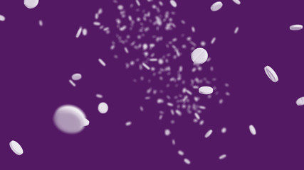 Falling pills with purple background