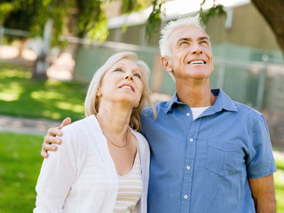 Senior couple relaxing in park