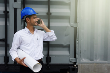 field engineer talking on smartphone