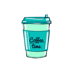 Coffee time, cup hand-drawn illustration