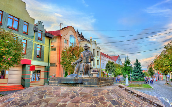Monument of Alexander Dukhnovich, a priest, poet, writer, pedagogue, and social activist of the Slavic peoples of the Carpathians. Mukachevo, Ukraine