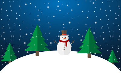 Weihnachten - Schneemann im Wald (in Blau)