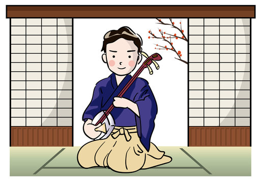 三味線を演奏する男性