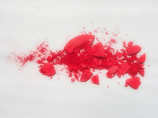 The blurry light design background of pink blossom color brush cheek make up,on white background,in glamour glow tone.