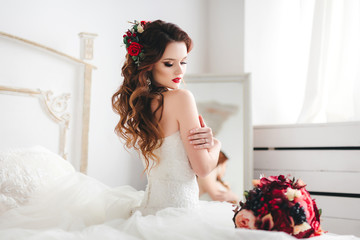 Beautiful bride portrait with bright make-up