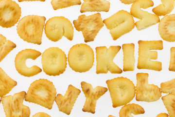 Alphabet cookies background.And use cookies to write COOKIE words.