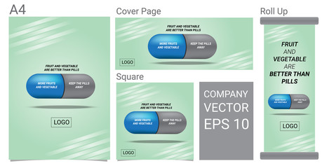 Pill Banner set on Green Background Design Illustration