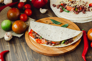 The vegetarian quesadilla - traditional mexican food.