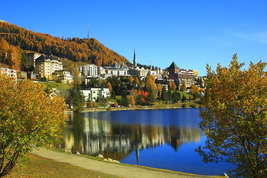 St. Moritz mit See "im goldenen Oktober"