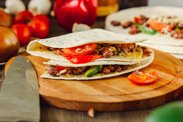 Traditional mexican quesadilla - delicious food for vegetarians.