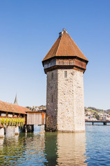 Luzern, Stadt, Altstadt, Kapellbrücke, Holzbrücke, Wasserturm, Reuss, Seebrücke,...