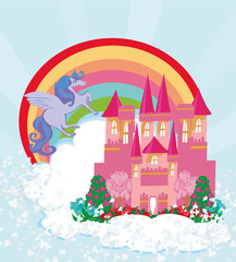 beautiful unicorn and fairy-tale princess castle © diavolessa