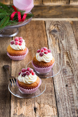 Candied cranberries and cream cheese  cupcakes