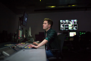 TV operator at work in a control room