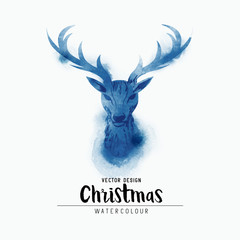 A christmas stag head watercolor decoration. Vector illustration