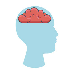 user profile with brain silhouette avatar icon