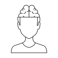young man with brain avatar character