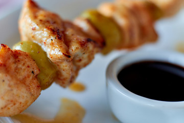 chicken kebab with grapes