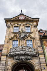 Architecture Detail of Bamberg Old City Hall (Alte Rathaus, 1387 - 1467). City Hall located between mountain town and island town at left bank of Regnitz. Bamberg, Upper Franconia, Germany.