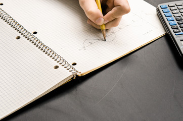 student doing math homework