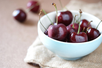Fresh Fruit organic Cherry in bowl.For healthy vitamin concept.