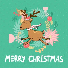 Merry Christmas and Happy New year. Christmas reindeer.