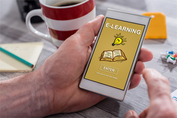 E-learning concept on a smartphone