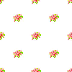 Seamless pattern with yellow lily