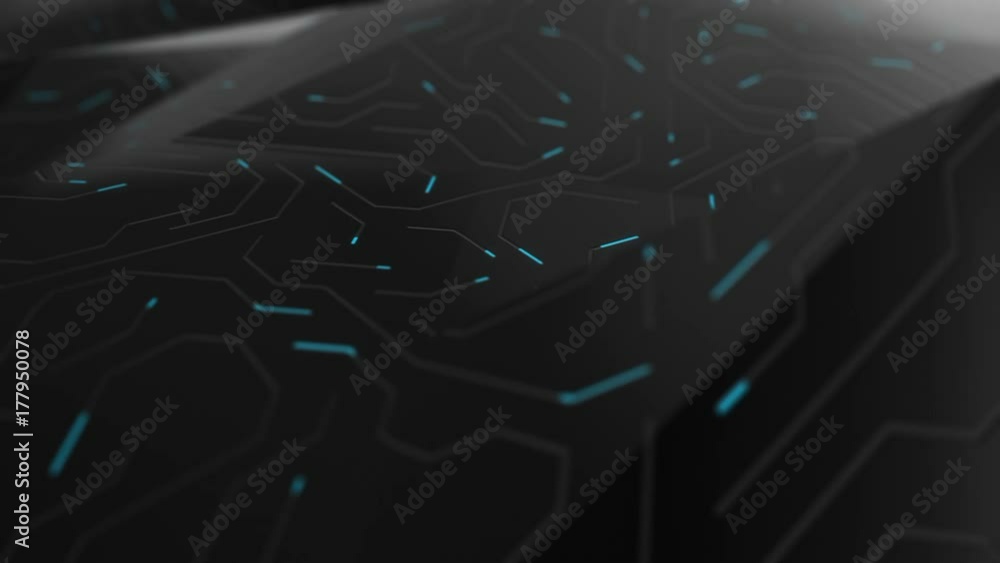 Poster abstract circuit board futuristic background. server computer code processing technology with bokeh.