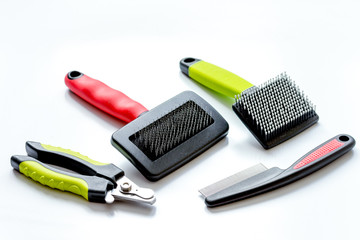 concept pet care and grooming on white background