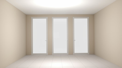 3D illustration ivory empty room