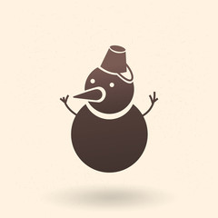 Vector Single Black Silhouette Icon - Snowman
