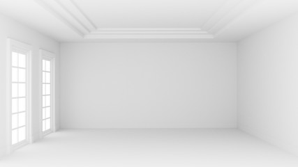 Naklejka na ściany i meble 3D illustration white empty room