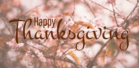 Composite image of illustration of happy thanksgiving day text