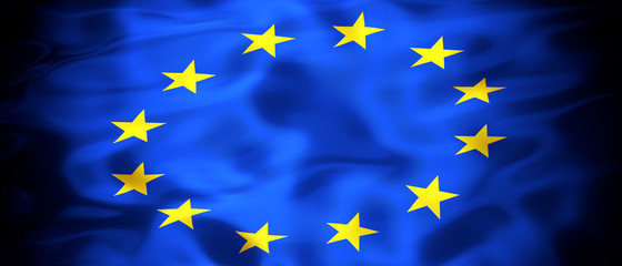 Flag of the European Union panoramic 3D illustration