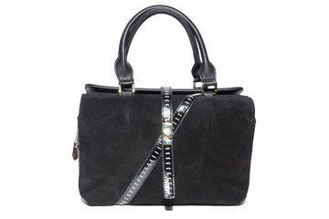 women's suede bag of black color