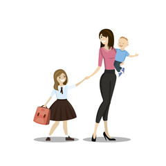 Happy Family - mother, son and daughter,