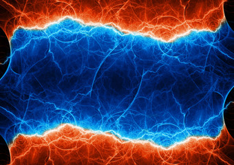 Fototapeta premium Fire and ice lightning , plasma and power element